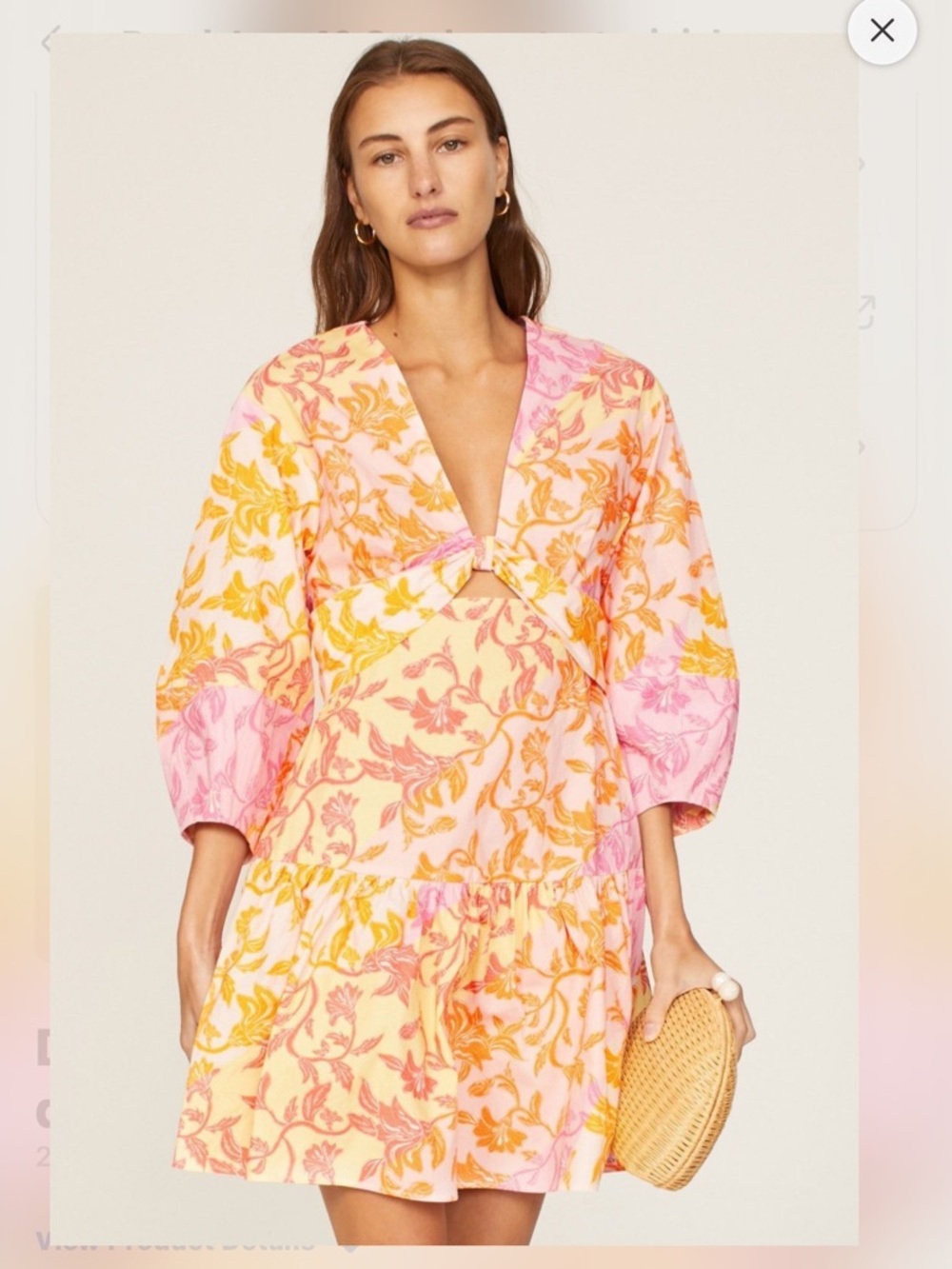 Derek Lam Floral Cutout Mini Dress in Pink, Peach & Yellow